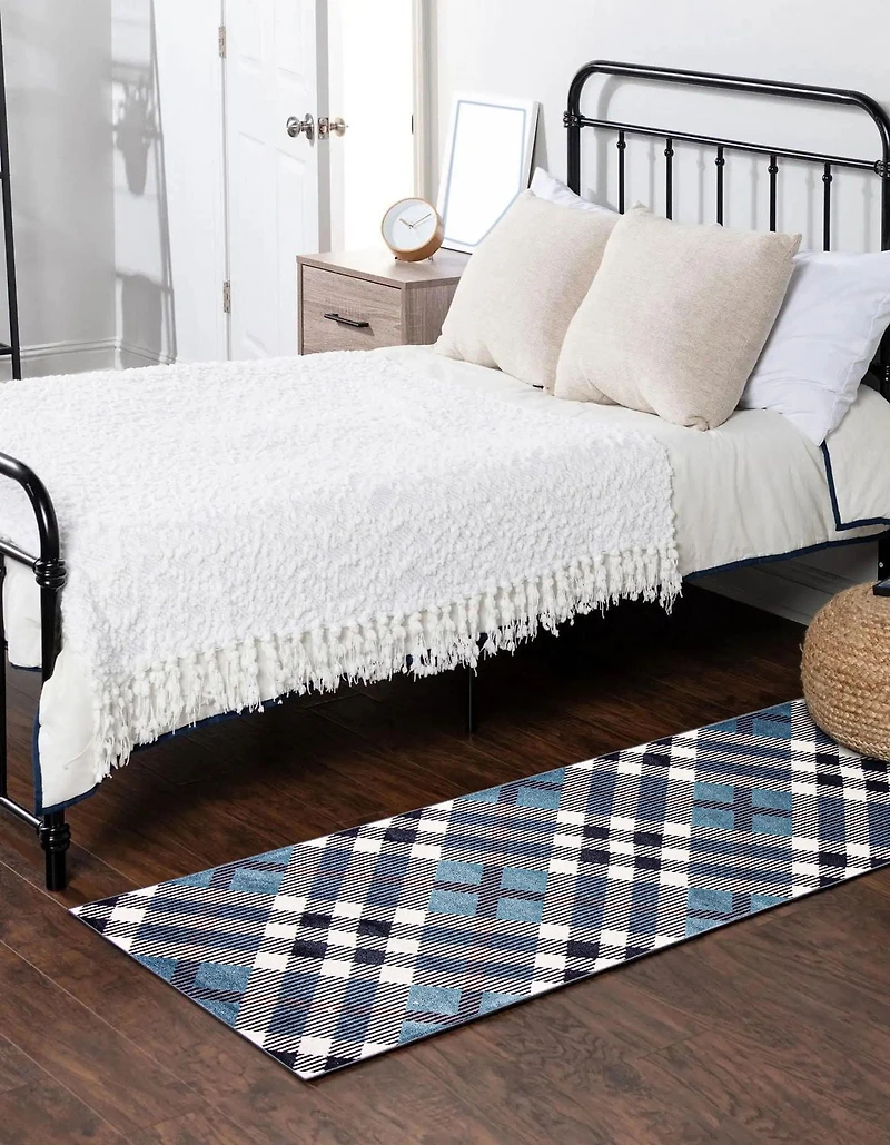 Tapis Lavable ECARPET à Carreaux pour Chambre, Salon, Chambre d'Enfant