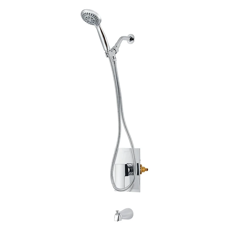Ensemble INA à pression balancée d'akuaplus® valve connexion PEX 1/2 po avec Douchette et bec de bain 5 1/4 po x 1/2 po raccord lisse fini chrome