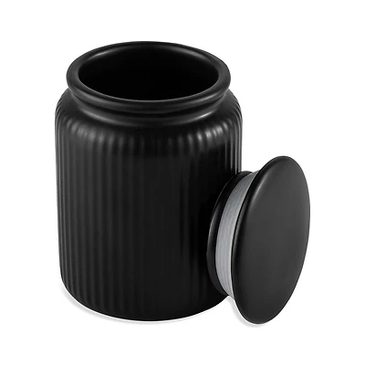Thyme & Table, petit pot de rangement de cuisine en céramique côtelé, noir Boite