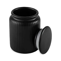 Thyme & Table, petit pot de rangement de cuisine en céramique côtelé, noir Boite