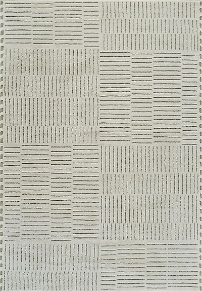 Tapis d'interieur abstrait Rug Branch Domus, vert creme, moderne - Salon, chambre, salle a manger et cuisine