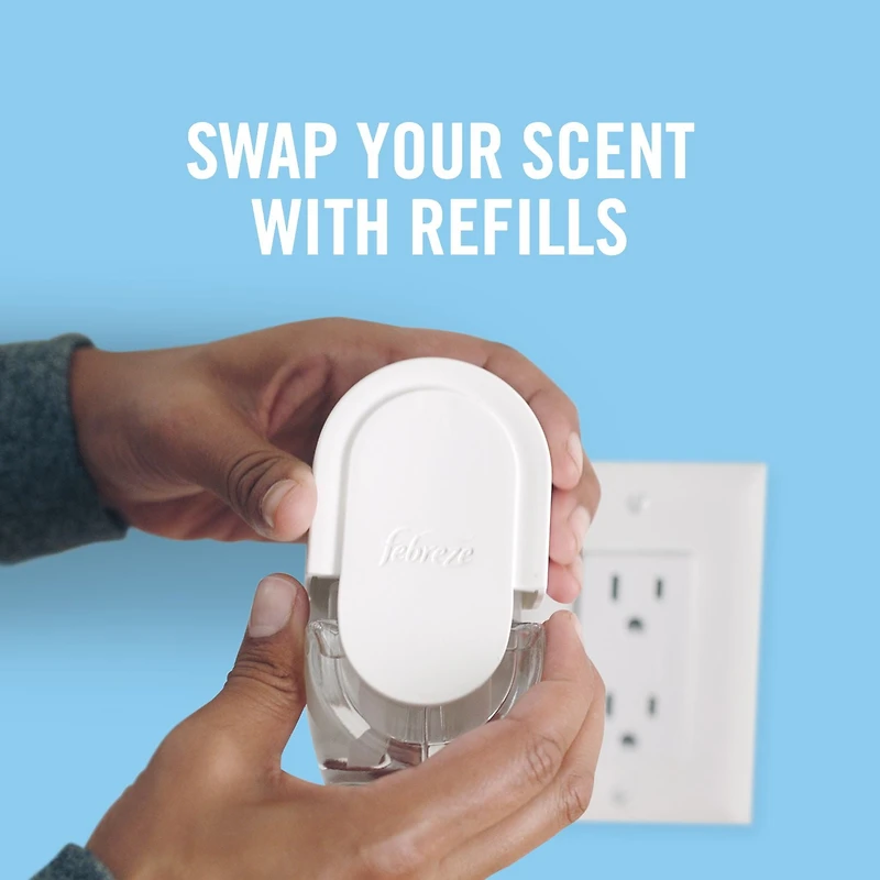 Assainisseur d’air à brancher Febreze, recharge d’huile parfumée qui combat les odeurs, parfum Pin et baies blanches, 4 recharges