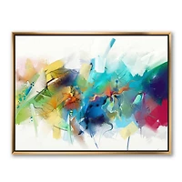 Designart Histoire Turquoise Avec Des Touches De Jaune Et De Rouge ART MURAL À CADRE FLOTT