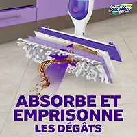 Trousse de nettoyage multisurfaces Swiffer SuperVadrouille pour le nettoyage des planchers parfum Frais la trousse comprend un balai SuperVadrouille 2recharges de coussins nettoyants 1sltin nettoyante