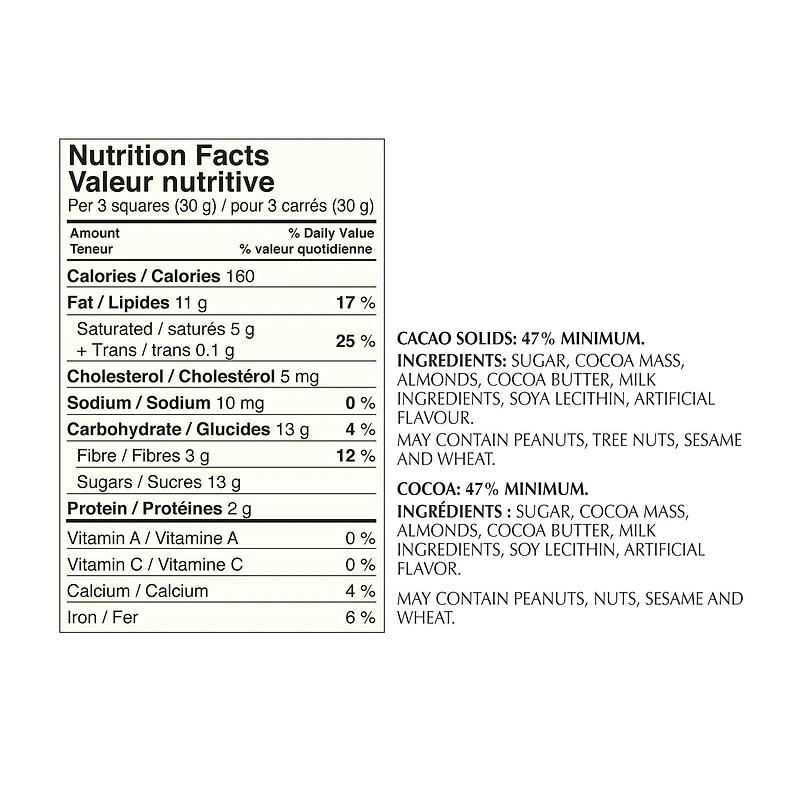 Chocolat noir Lindt EXCELLENCE Amandes grillées – Barre (100 g) 100 g