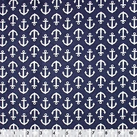 Fabric Creations Navy Blue with White Anchors Fat Quarter Pre-Cut Fabric - 18" x 21" / 45cm x 53cm, 18" x 21" / 45cm x 53cm