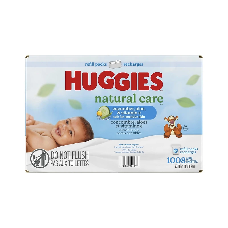 Huggies Natural Care Refreshing Baby Wipes, SCENTED, 6 Refill Packs, 1,008 Wipes, 1008 Wipes