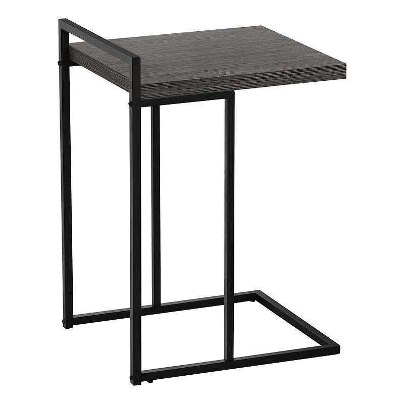 Monarch Specialties Accent Table, C-shaped, End, Side, Snack, Living Room, Bedroom, Metal, Laminate, Grey, Black, Contemporary, Modern