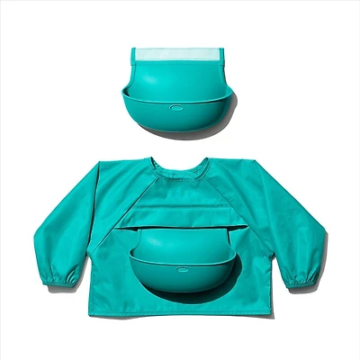 OXO Tot - Sleeved Roll-Up Bib - For Play or Mealtime - Baby  and Toddler 9 Months + - Teal