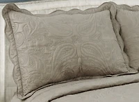 Marina Decoration Couvre-lit brodé ultra doux et uni, parure de lit d'été avec taie d'oreiller matelassée, motif cachemire floral taupe