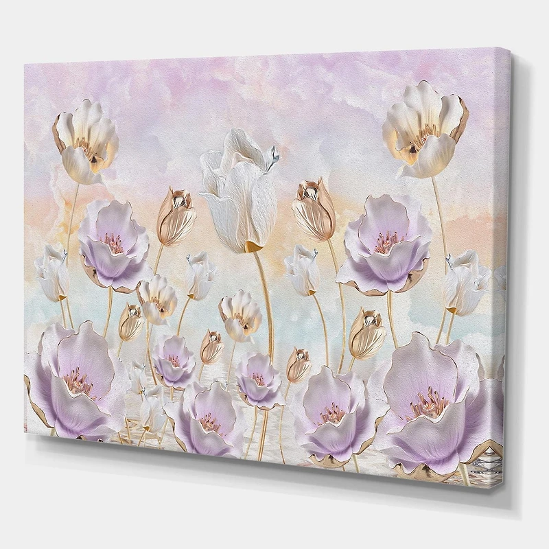 Designart Blossoming Flowers In Pastel Tones Canvas Wall Art