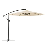 Parasol de terrasse inclinable en porte-à-faux CorLiving de 9,5 pieds avec cadre en acier et 8 bras de support