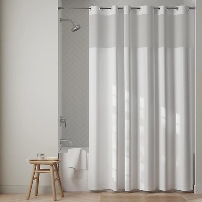 Rideau de douche d'hôtel Zenna Home en tissu InstaCurtain blanc Rideau de douche/crochets