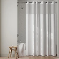 Zenna Home InstaCurtain Fabric Hotel Shower Curtain, White, Shower curtain with hooks