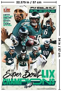 NFL Philadelphia Eagles - Super Bowl LIX Champions Wall Poster, 22.375" x 34" Framed