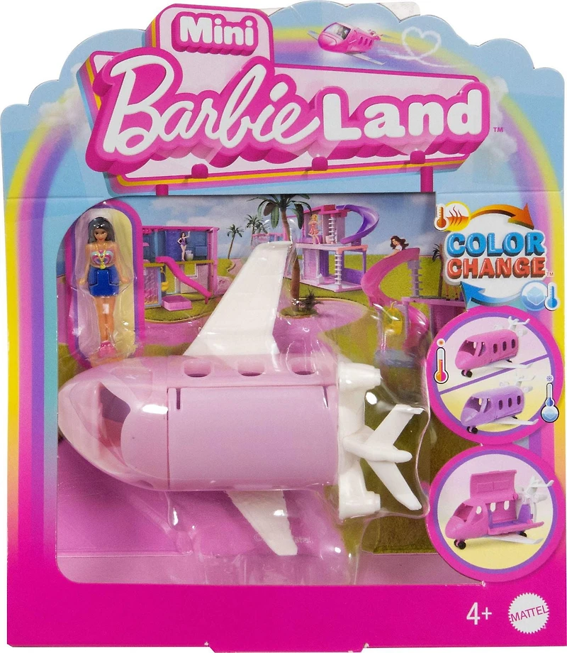 Barbie Mini BarbieLand Assortiment avec poupée de 4 cm et véhicule emblématique qui change de couleur (les modèles peuvent varier)