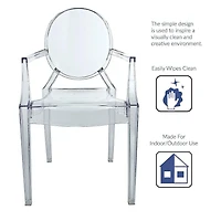 Heavenly Collections Modern Acrylic Dining Armchair, Set of 2, Clear, Ghost Style