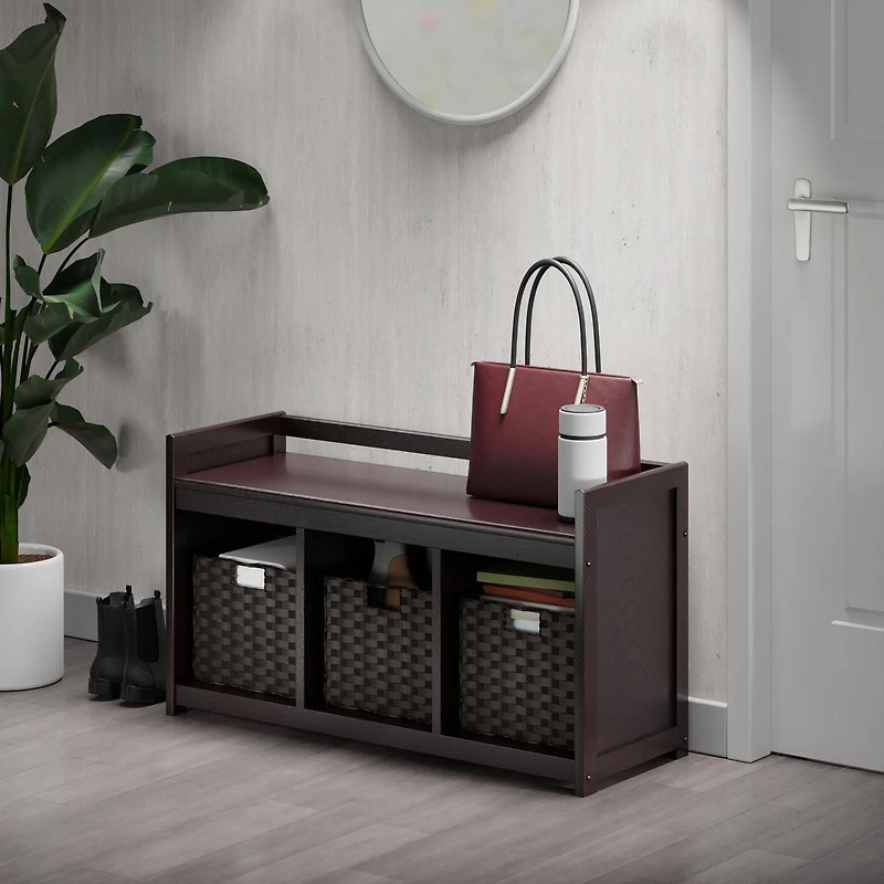 Banc de rangement Addison 4pc avec paniers en expresso/chocolat