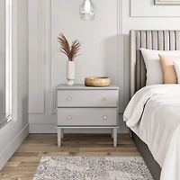 Prepac Lux Grey 2 Drawer 16"D x 27.75"W x 25"H Nightstand