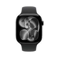 Apple Watch Series 11 GPS - Boîtier 42 mm en aluminium noir de jais - Bracelet sport noir (P/M)