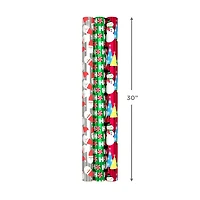 Hallmark Reversible Christmas Wrap Paper (Holiday Fun with Santa, Merry Messages, Peppermint, Dots, Snowmen, Stripes)