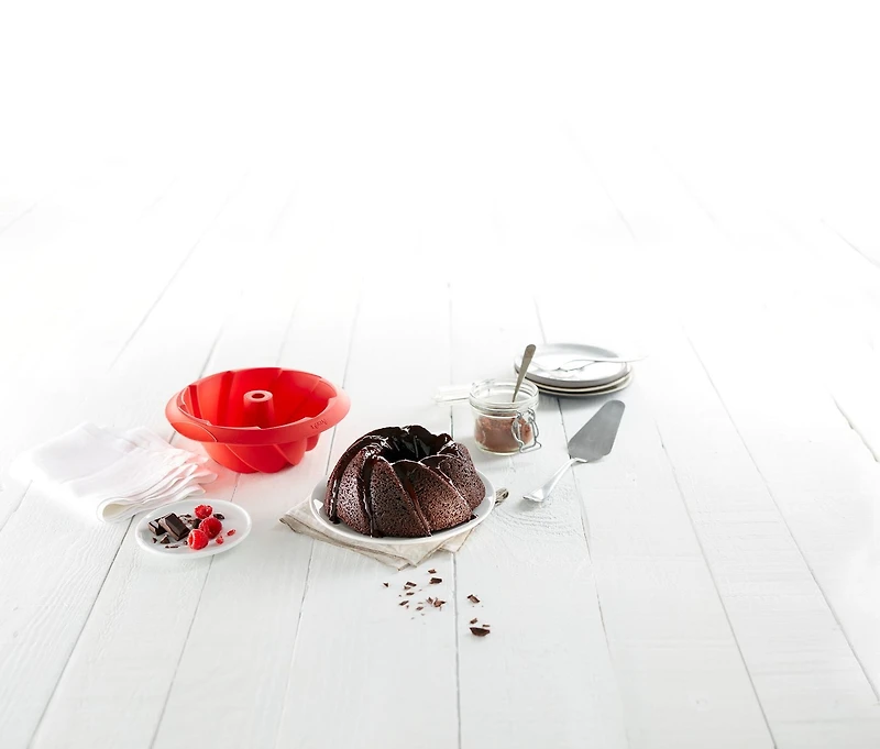 Lekue - Moule à savarin spiral de 20 cm, Rouge