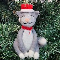 HOLIDAY TIME WOOL POLYESTER GRAY CAT - GRAY & WHITE