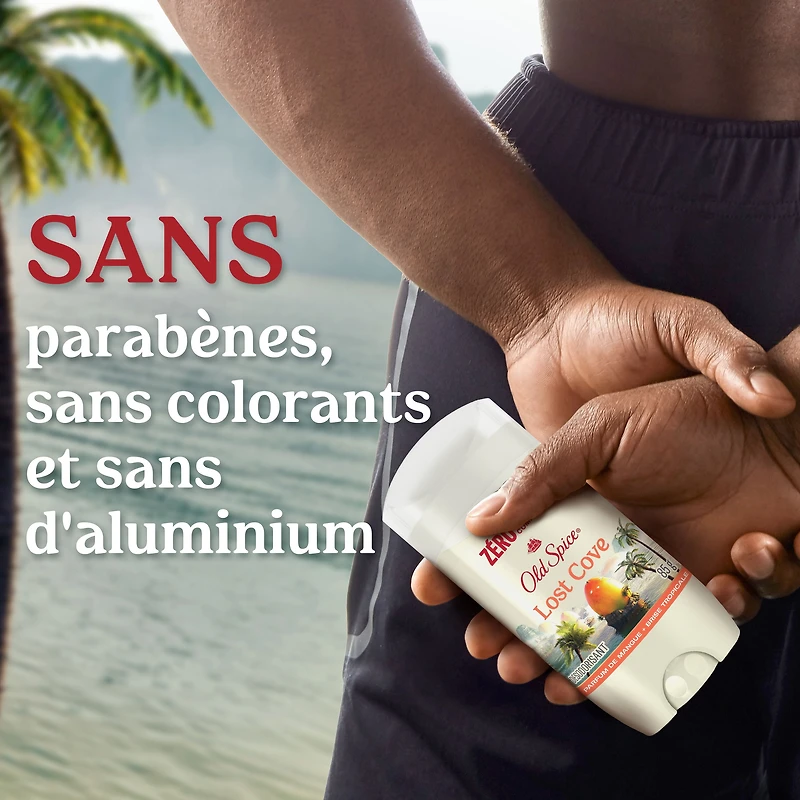 Désodorisant Old Spice pour hommes, Lost Cove, parfum de mangue et brise tropicale, fraîcheur durable 24/7, sans aluminium, 85 g