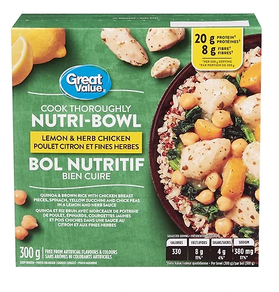 Great Value Lemon & Herb Chicken Nutri-Bowl, 300 g