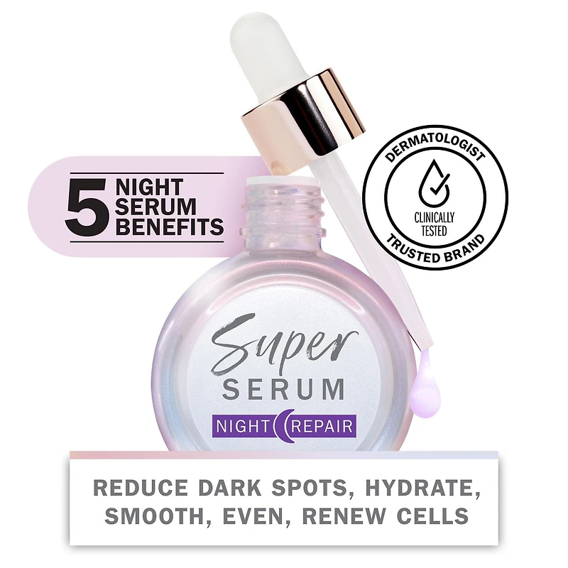 Olay Super Serum Night Repair with Salicylic Acid, Niacinamide, Lactic Acid, and Glycerin Peptide, 30ML