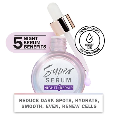 Super sérum Olay Réparation de nuit avec salicylique, la niacinamide, l’acide lactique, la glycérine, les peptides 30 ml