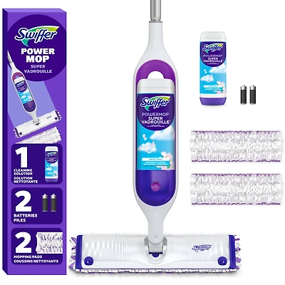 Trousse de nettoyage multisurfaces Swiffer SuperVadrouille pour le nettoyage des planchers parfum Frais la trousse comprend un balai SuperVadrouille 2recharges de coussins nettoyants 1sltin nettoyante