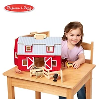 Melissa & Doug Fold and Go Wooden Barn With 7 Animal Play Figures