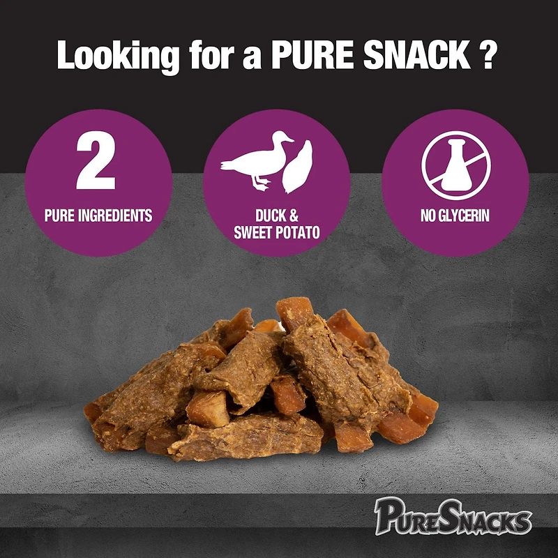 PureSnacks jerky de canard et patate douce pour chien 601g