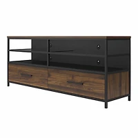 Ameriwood Home Structure TV Stand for TVs up to 60", Sterling Oak Wood Veneer with Black Metal and Black Glass