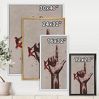 Designart Doigt pointant vers le haut signe avec grimpeur ART MURAL À CADRE FLOTTÉ