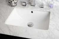 18.25-in. W CUPC Rectangle Bathroom Undermount Sink Set In White - Chrome Hardware