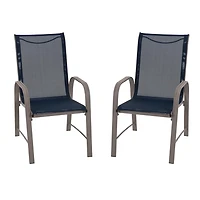 COSCO Outdoor Living Paloma Steel Patio Chaise à dîner, gris clair Sling, Gris foncé Cadre en acier, 6-Pack