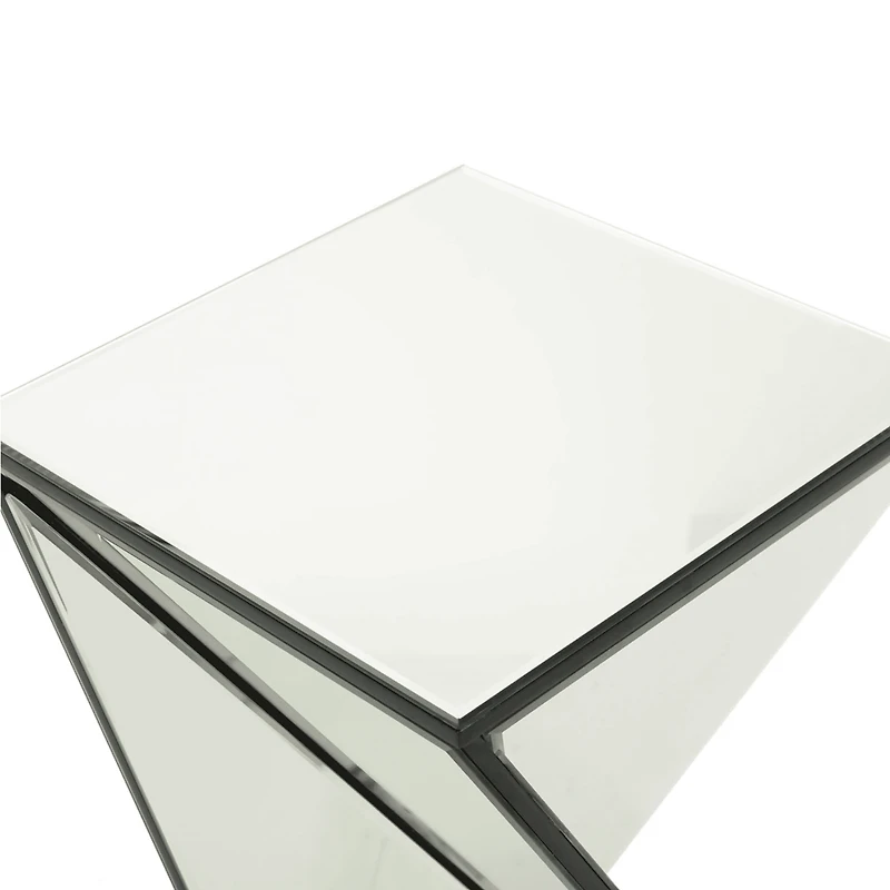 Table basse décorative Homy Casa, pied en miroir à la forme géométrique sculpturale, idéale comme table basse