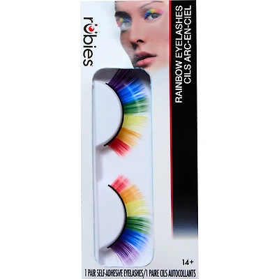 Rubies Rainbow Eyelashes with Glue, One Pair