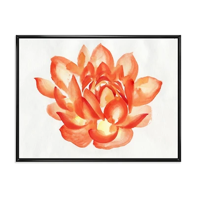 Designart Détail Vintage d'un Lotus Orange ART MURAL À CADRE FLOTTÉ