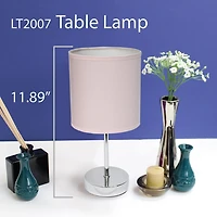 Simples Conceptions Mini lampe de table de base chromée avec abat-jour en tissu, rose fard