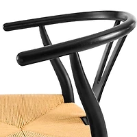 Heavenly Collection | Chaise de salle à manger Wishbone en bois noir pour cuisine ou salle à manger