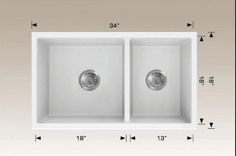 American Imaginations 34-in. W CSA Approved White Granite Composite Kitchen Sink With 2 BowlAI-34572