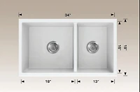 American Imaginations 34-in. W CSA Approved White Granite Composite Kitchen Sink With 2 BowlAI-34572