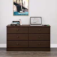 Commode Astrid de Prepac à 6 tiroirs en fini expresso                       