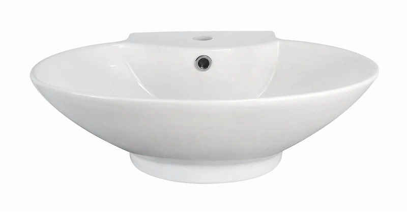 American Imaginations -in. W Above Counter White Bathroom Vessel Sink Set For 1 Hole Center Faucet AI