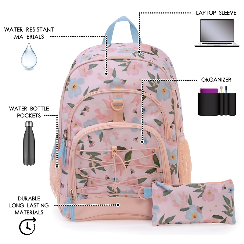 Ensemble de Sac à dos Scolaire Jetstream 2 pièces: Sac à dos avec Trousse Sac à Dos Scolaire Multipièces, Sac pour Ordinateur Portable