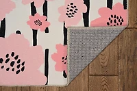 Tapis lavable Laurel 5 pi x 7 pi ivoire et rose