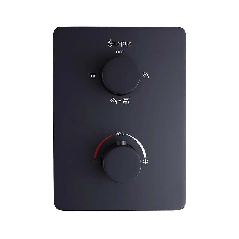 Square 3-functions thermostatic valve. handheld handshower and shower head, or simultaneously,  matte black finish